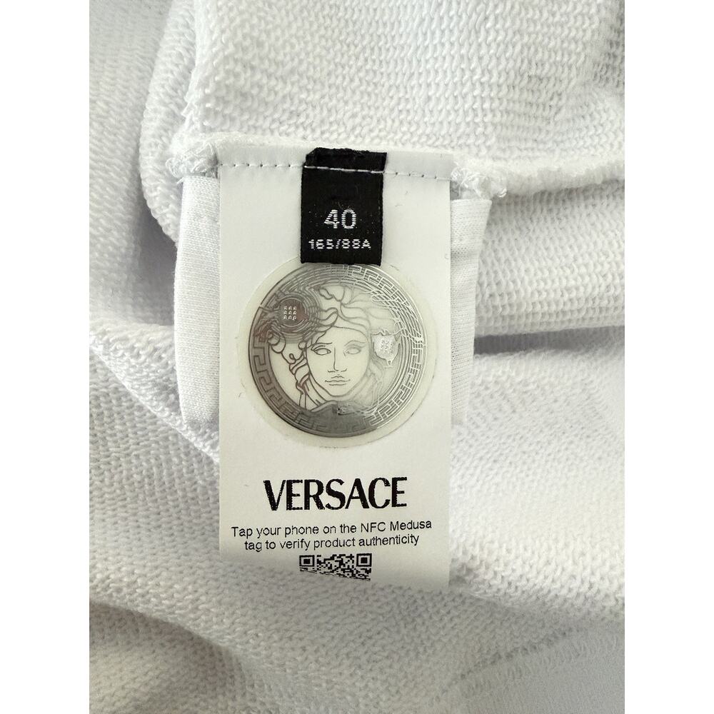 Versace Logo White Cotton Crop Sweatshirt 4 US (40 Euro) 1019251 NWT - Picture 15 of 15